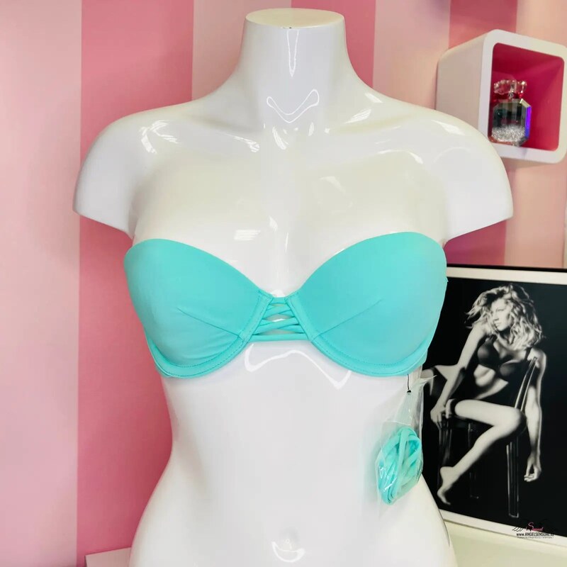 Victorias Secret Tealový horný diel plaviek s ozdobnými šnúrkami pre 65202816