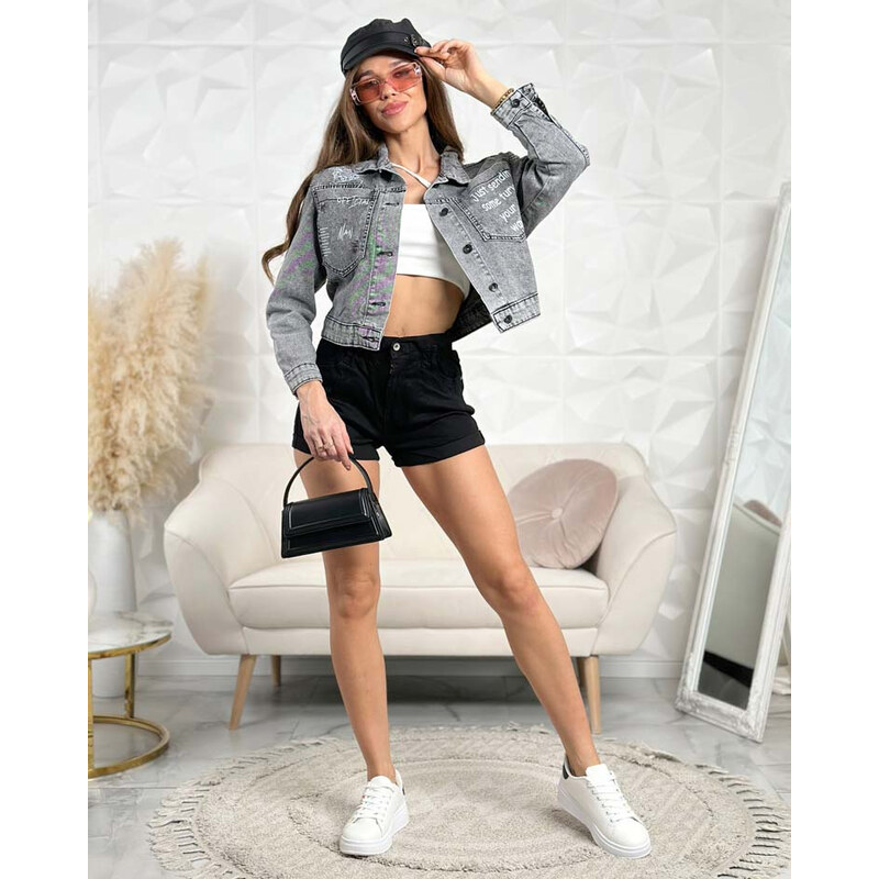 Resti Womens denim jacket with lettering 65207865