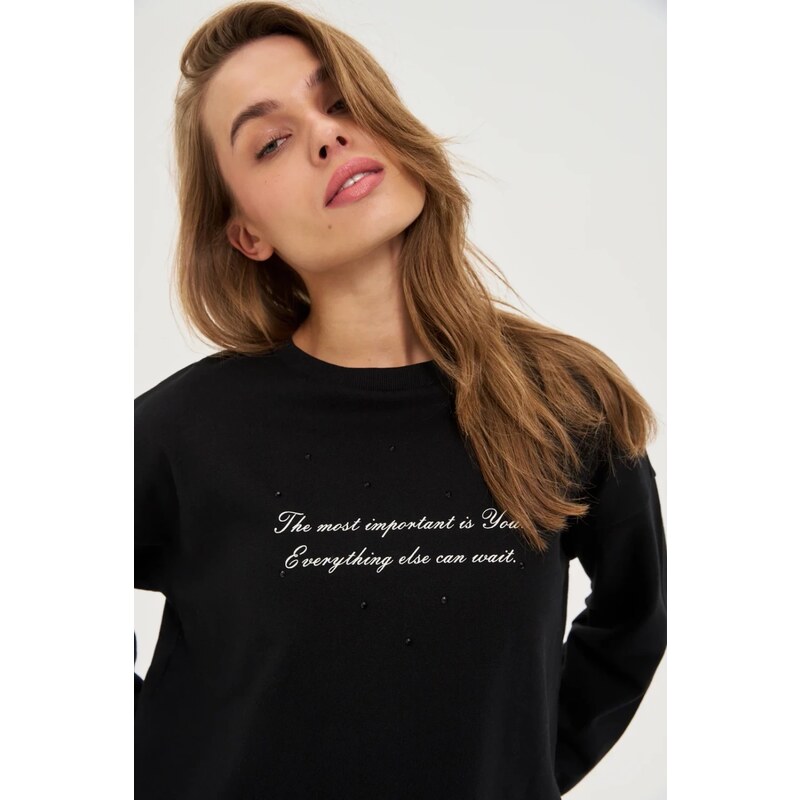 Marisse WOMENS SWEATSHIRT Z-BL-4805 BLACK 65207592