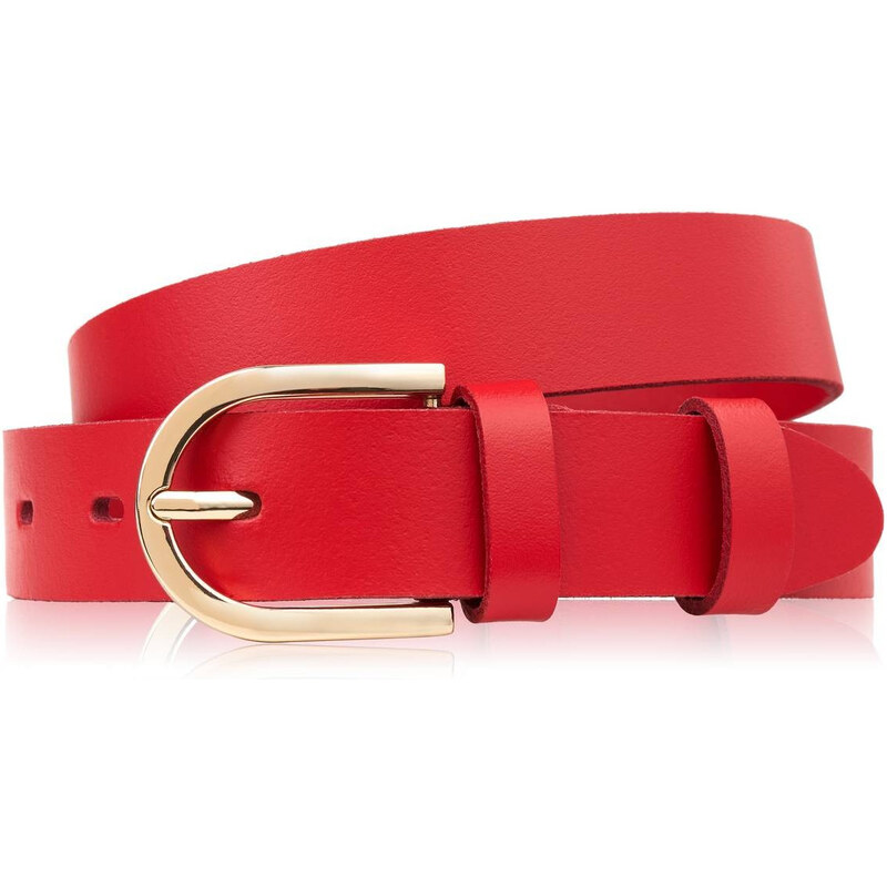 Paolo Peruzzi Dámsky kožený opasok so zlatou prackou 120 cm | červená 65213160