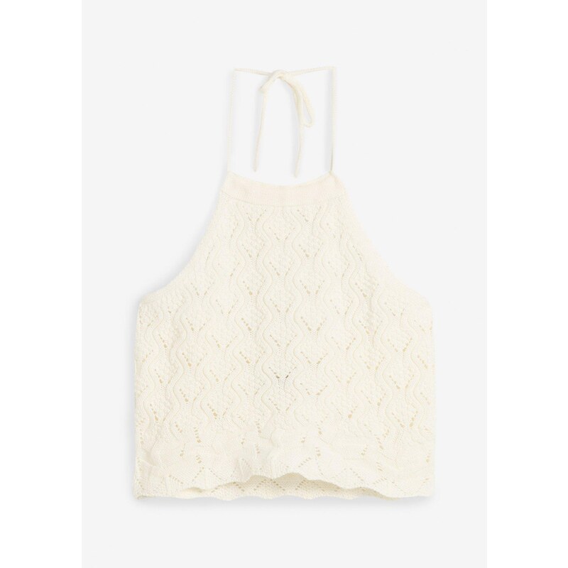 bonprix Pletený top Neckholder, farba biela 53691684