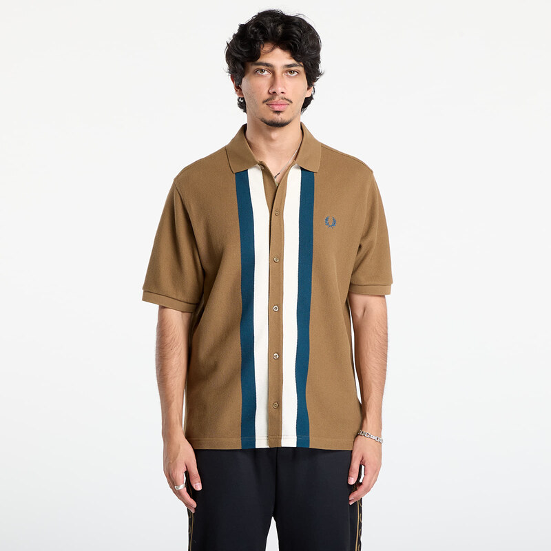 Tričko FRED PERRY Panelled Button Through Polo S Shaded Stone XL 65212749