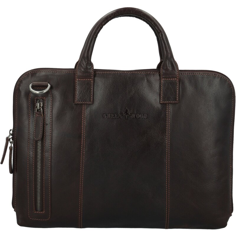 Green Wood Luxusná pánska kožená business taška GW Patryk, tmavo hnedá 66817176
