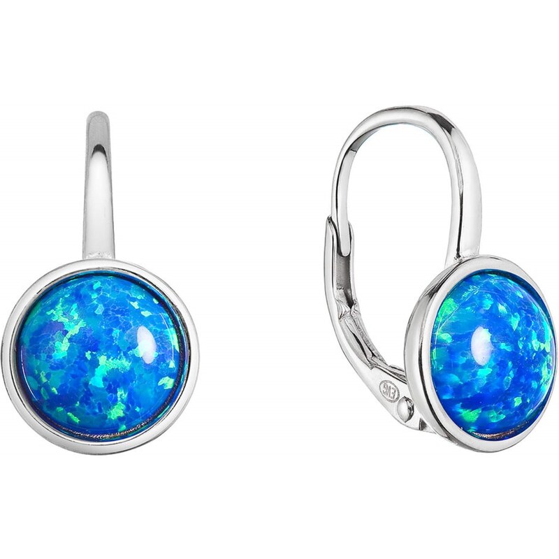 Evolution Group Strieborné visiace náušnice s modrým syntetickým 66594606