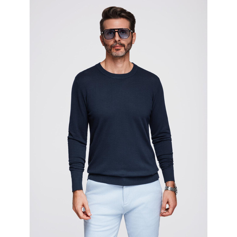 Ombre Mens sweater with round neckline in stretch knit with classic 65233418