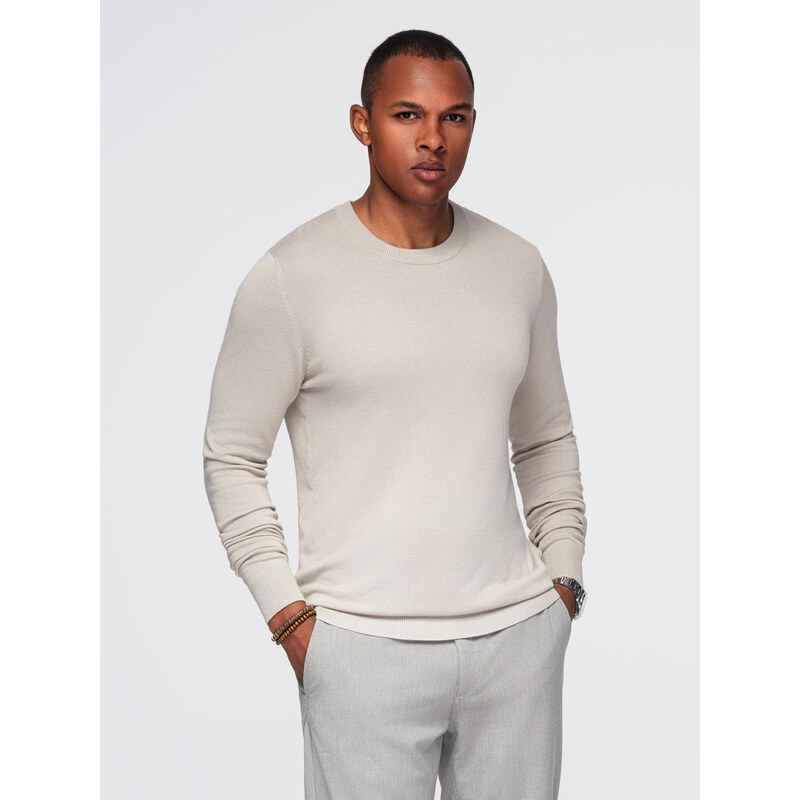 Ombre Mens sweater with round neckline in stretch knit with classic 65236972