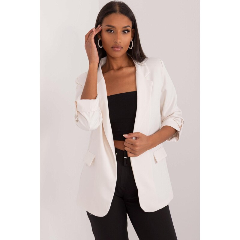 MladaModa Elegantné sako s podhnutými rukávmi model 19244 farba ecru 65213482