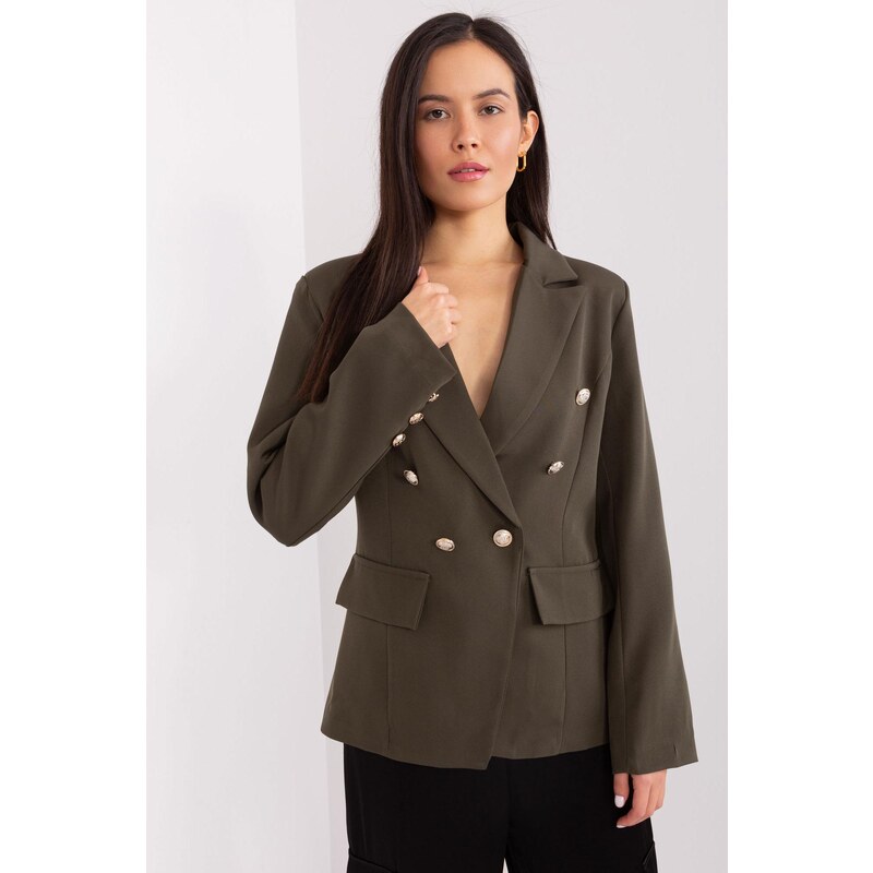 MladaModa Dvojradové elegantné sako model 01823 farba khaki 65213490