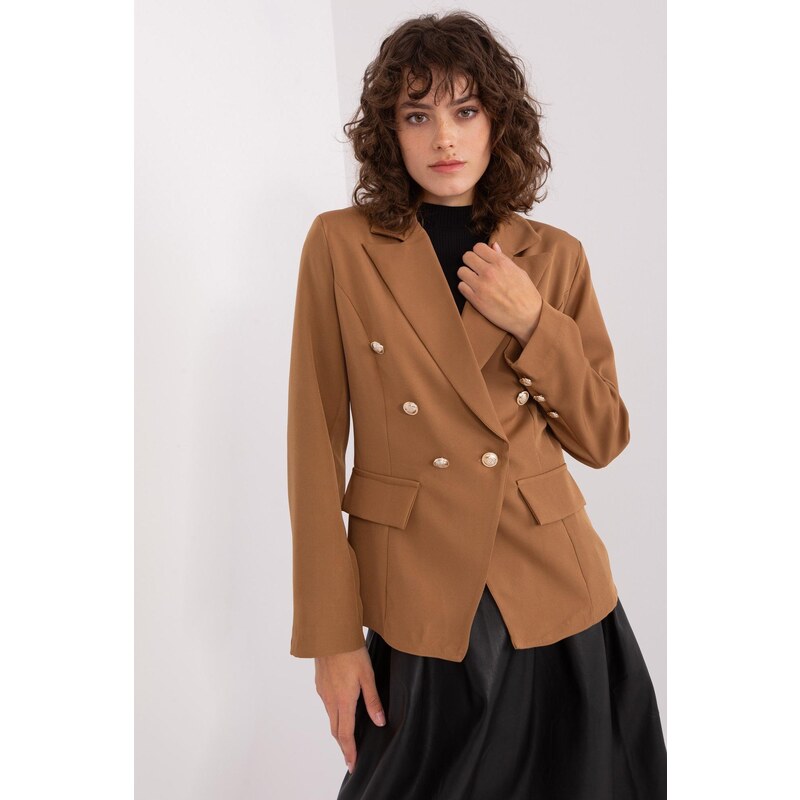 MladaModa Dvojradové elegantné sako model 01823 hnedé 65213489