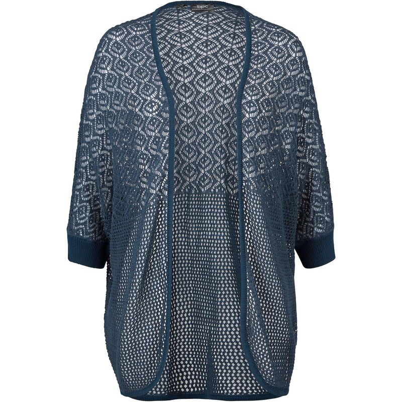 bonprix Dlhý pletený sveter s dierkovaným vzorom, farba modrá 44891728