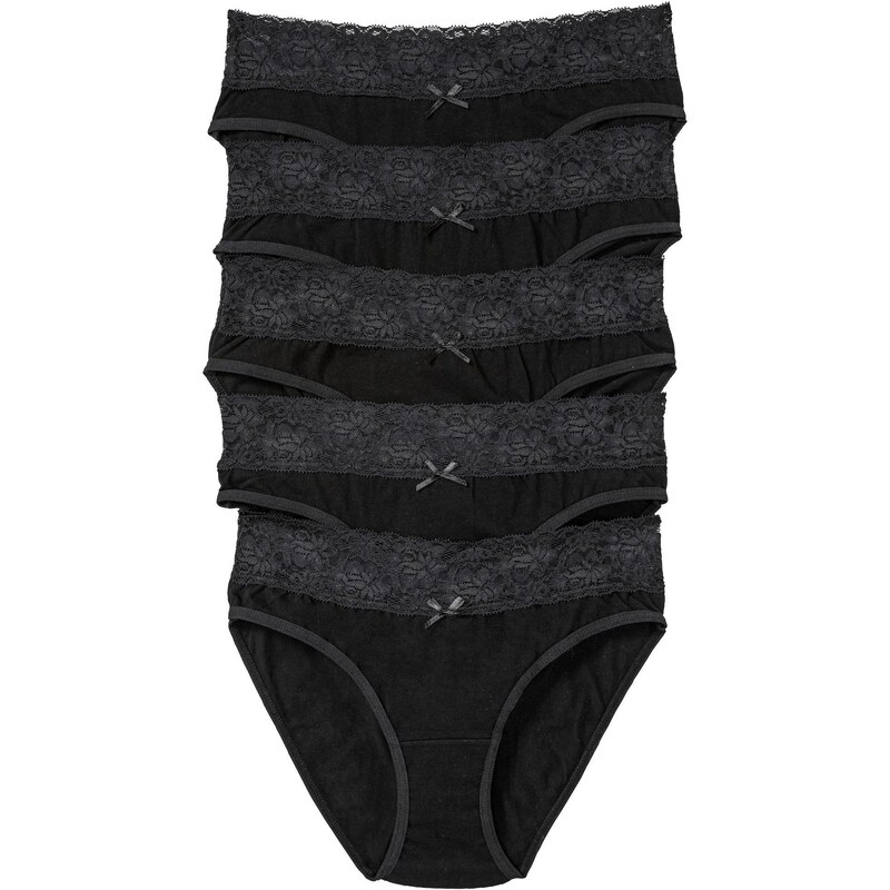 bonprix Nohavičky s čipkou (5 ks), farba čierna 48362578