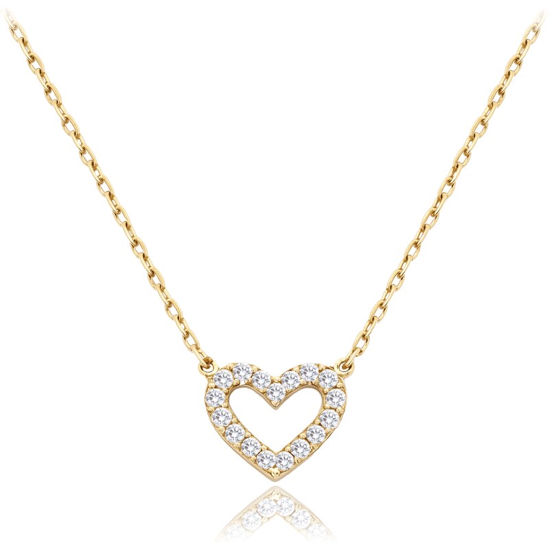 OLIVIE MINET Zlatý náhrdelník srdce s bílými zirkony Au 585/1000 64899281