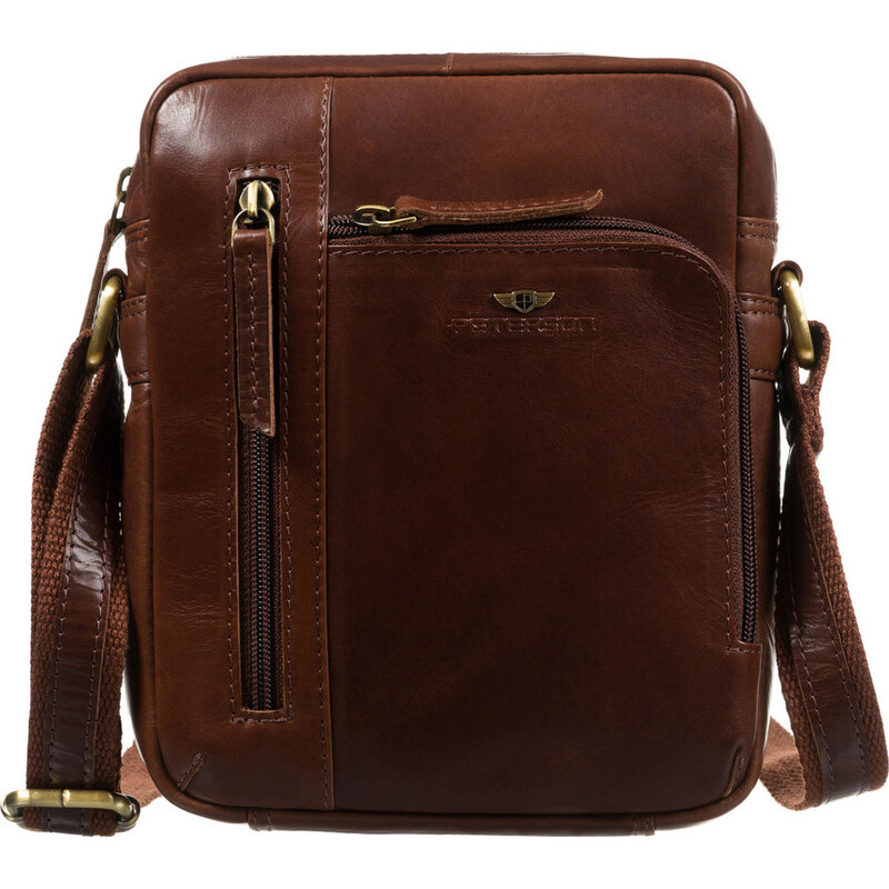 Peterson Hnedá pánska kožená taška cez rameno z pravej kože YP002-TUM 65214958