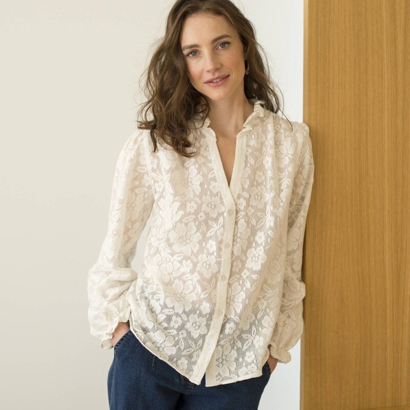 Blúzka z kvetovanej čipky s volánikmi ražná 042 Blancheporte 56607989