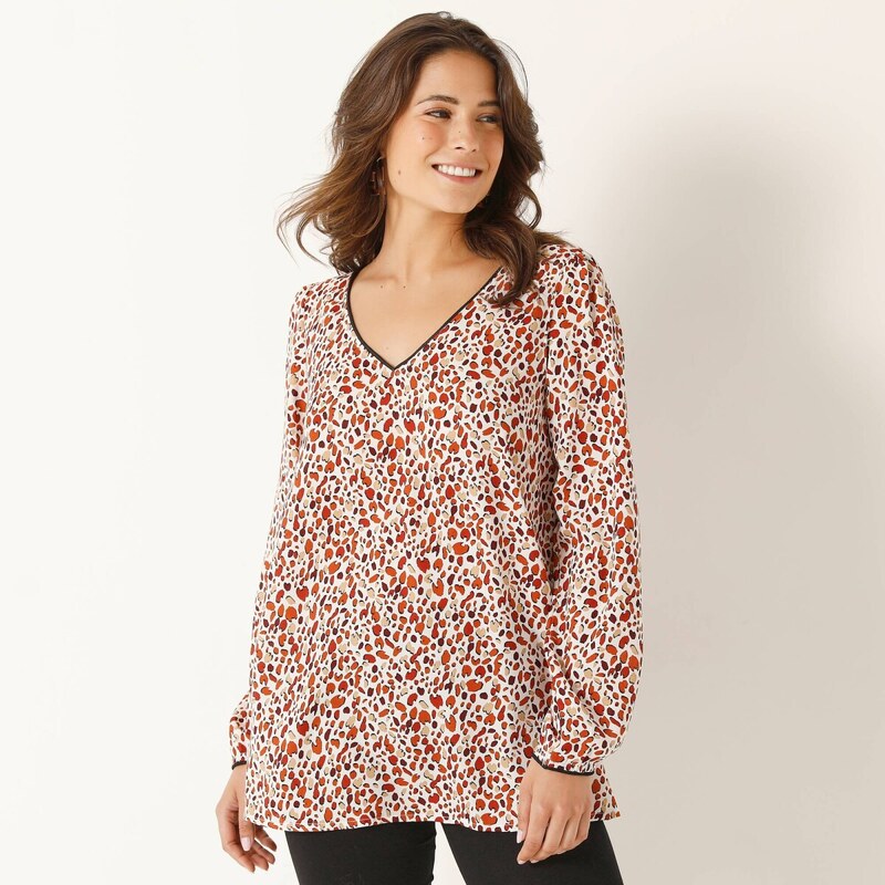 Rozšírená tunika s drobnou potlačou ražná/tehlová 038 Blancheporte 65217587