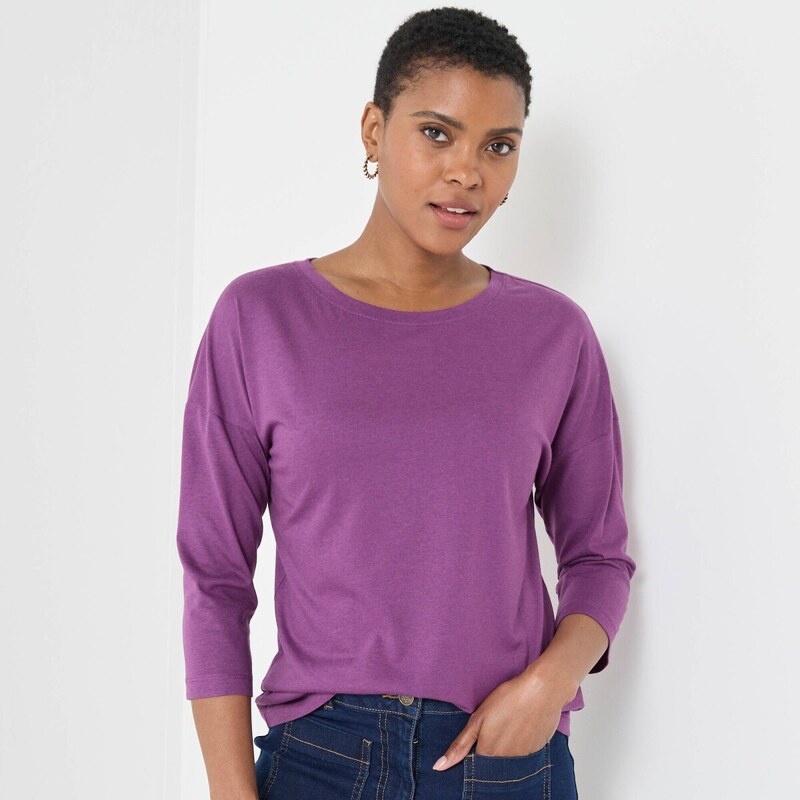 Voľné tričko so 7/8 rukávmi fialová 036 Blancheporte 65217591