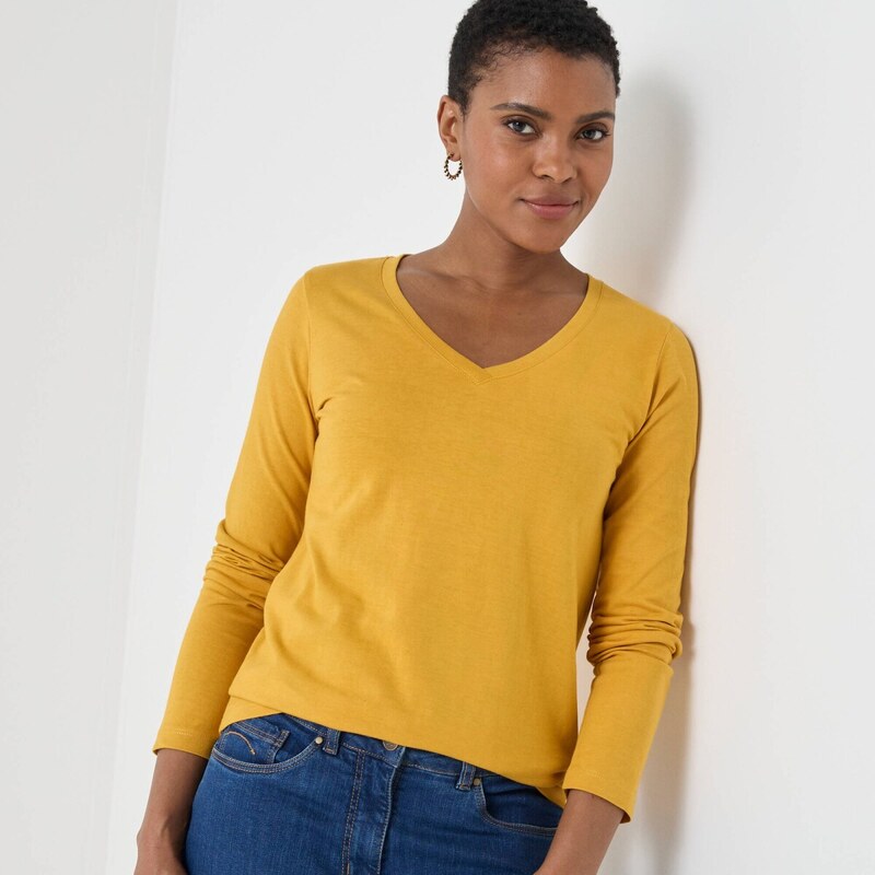 Tričko s výstrihom do V a dlhými rukávmi kari 036 Blancheporte 65217593