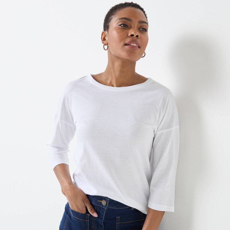 Voľné tričko so 7/8 rukávmi biela 050 Blancheporte 65217592