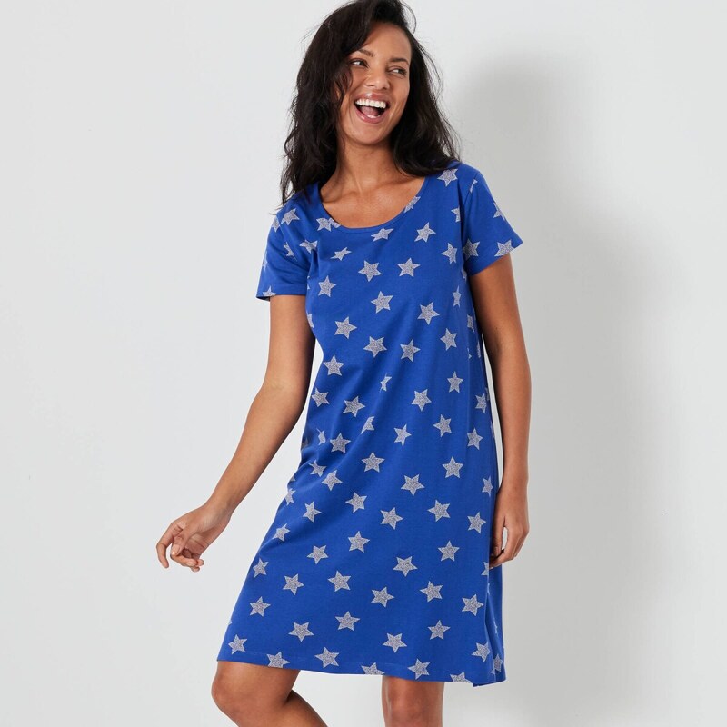 Krátka nočná košeľa s krátkymi rukávmi a potlačou hviezdičiek 65217608