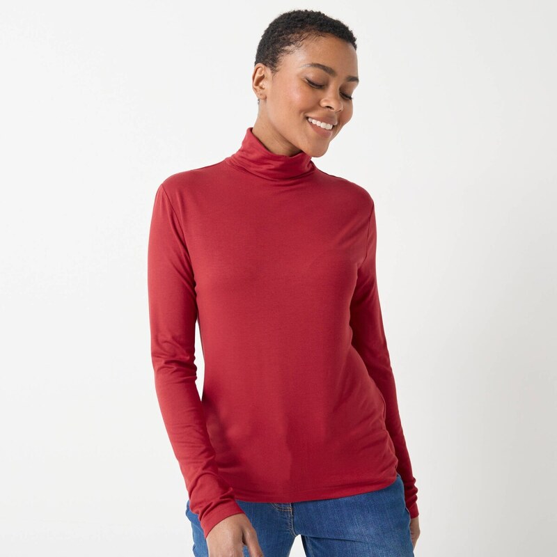 Strečový rolák z viskózy tmavo červená 054 Blancheporte 65217609