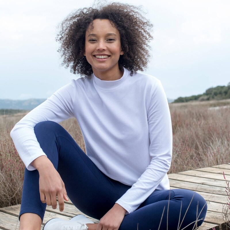 Moltonové hrejivé tričko so stojačikom biela 052 Blancheporte 65217747