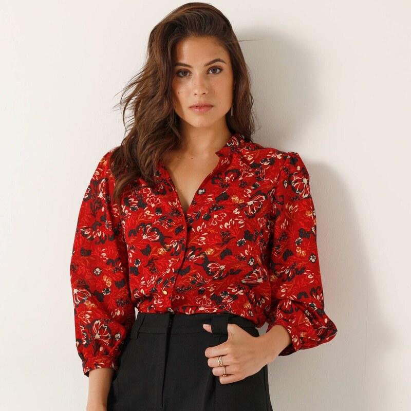 Blúzka s kvetovanou potlačou červená/indigo 040 Blancheporte 65217767