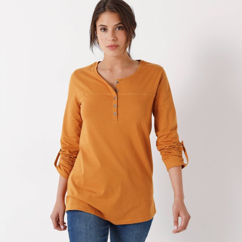 Jednofarebná tunika s gombíkovou légou šafranová 052 Blancheporte 65217778