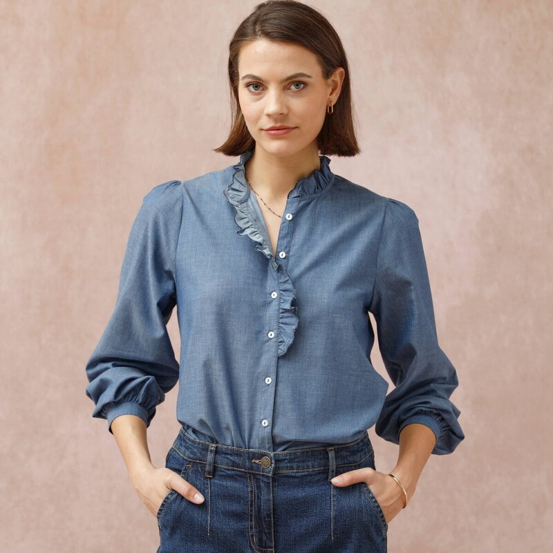 Blúzka s volánikom modrá 050 Blancheporte 65217774