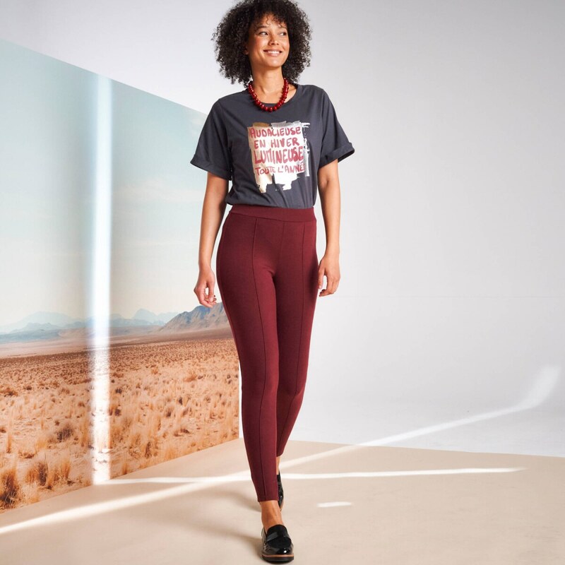 Legíny s prešitými skladmi bordó 054 Blancheporte 65217789