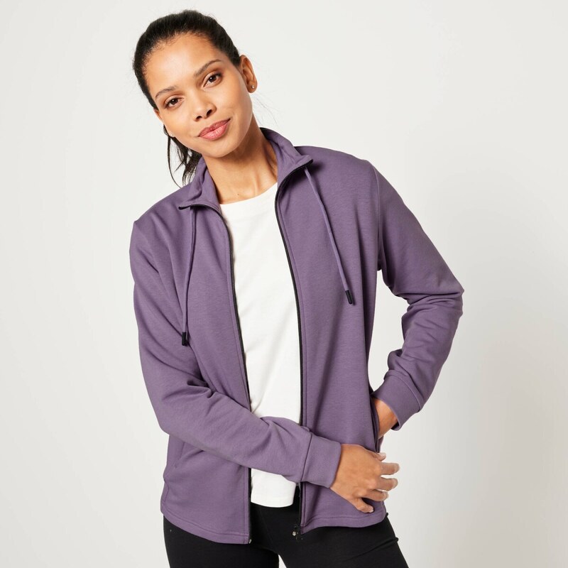 Moltonová mikina na zips, so stojačikom lila 040 Blancheporte 65218501