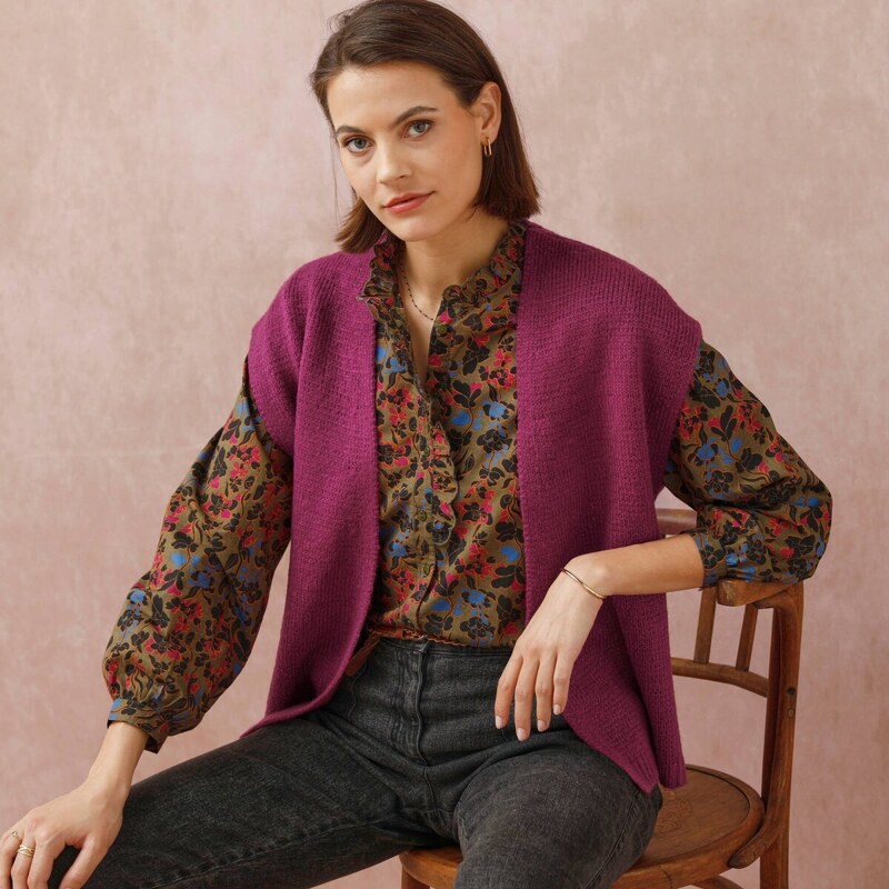 Vesta z jemného úpletu purpurová 054 Blancheporte 65218558