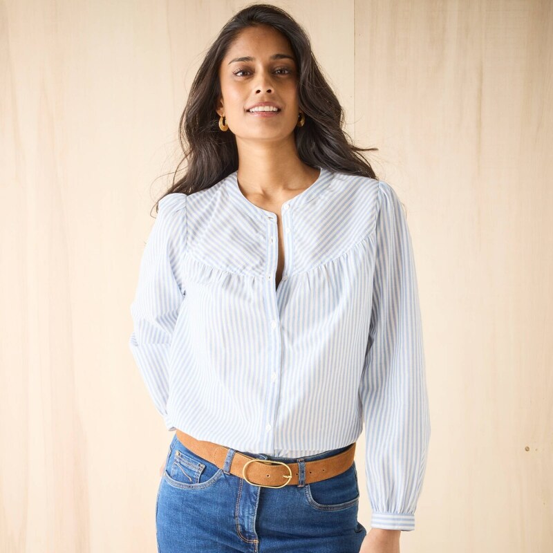 Pruhovaná blúzka s dlhými rukávmi modrá/biela 054 Blancheporte 65218650