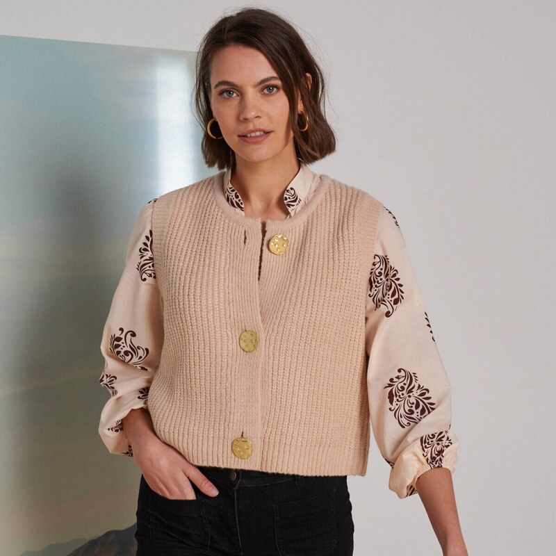 Vesta so zlatistými gombíkmi béžová 058 Blancheporte 65218657