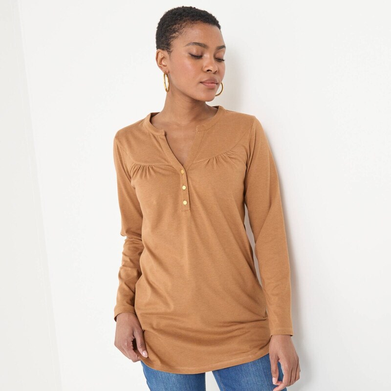 Jednofarebná tunika s dlhými rukávmi karamelová 056 Blancheporte 65218680