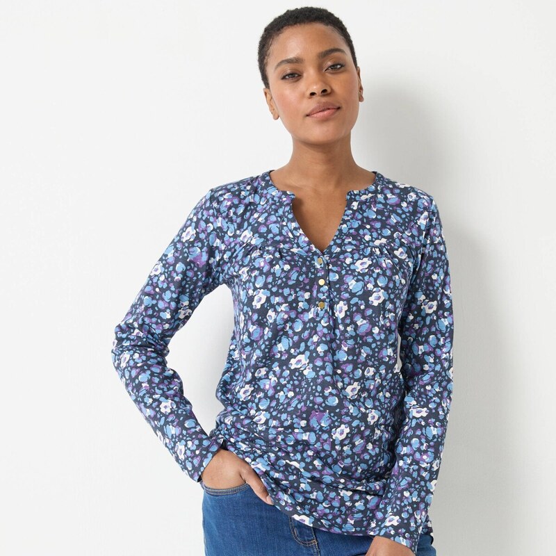 Tunika s dlhými rukávmi a potlačou zvieracej srsti nám. modrá/ražná 65218679