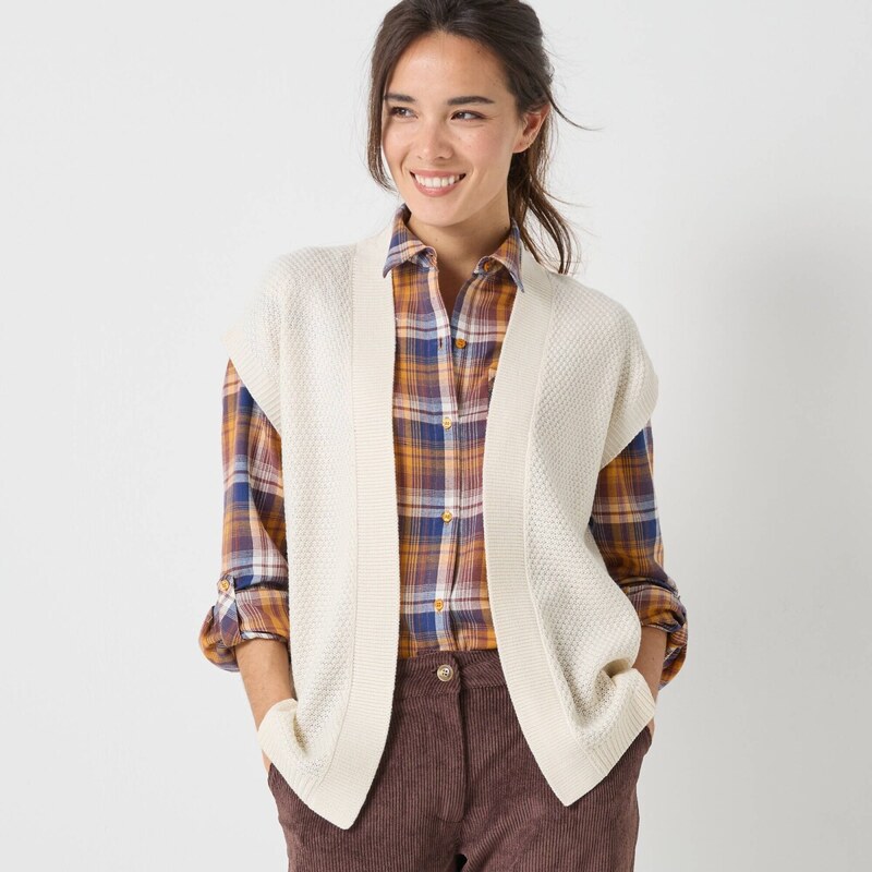 Úpletová vesta s perličkovým vzorom ražná 054 Blancheporte 65218728