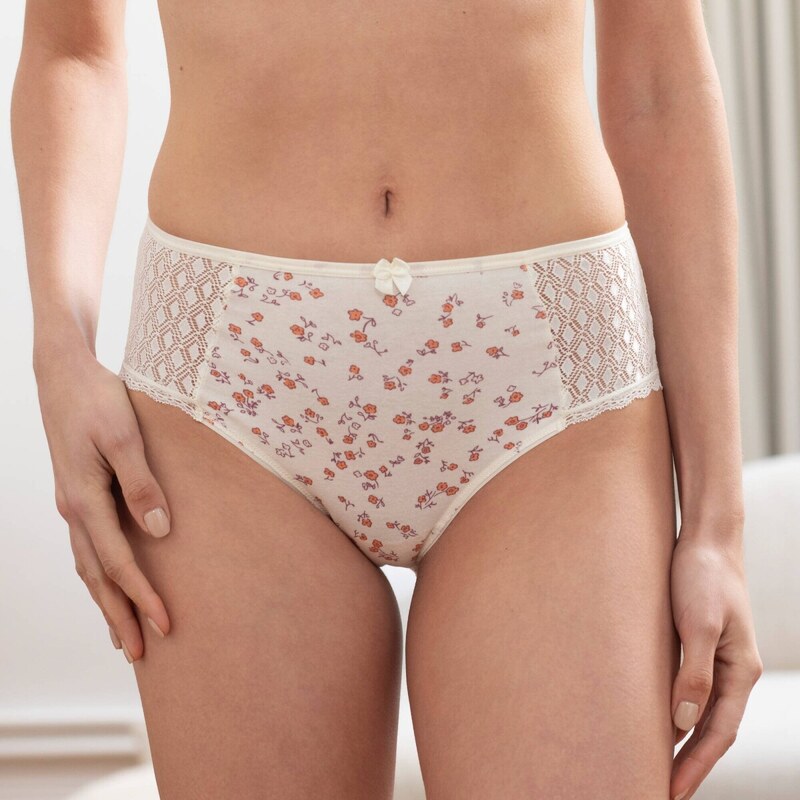 Súprava 2 maxi nohavičiek Coria z bavlny a čipky a s potlačou kvetín 65218778