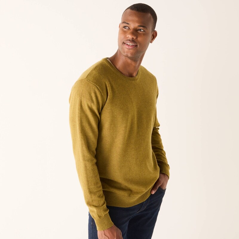 Pulóver s okrúhlym výstrihom, 80 % vlna, 20 % polyamid machová 086 65218805