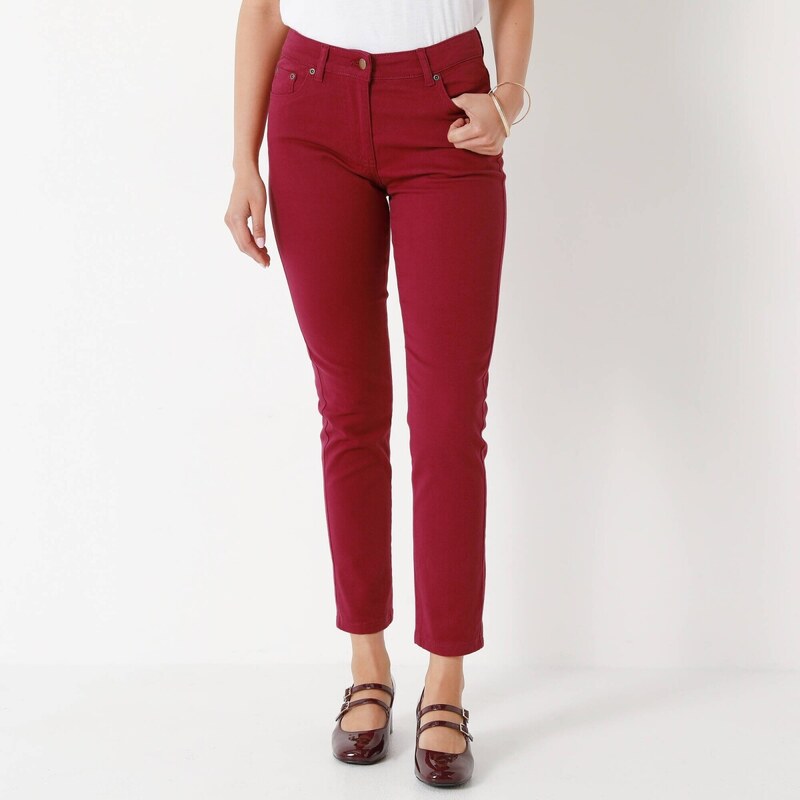 Úzke jednofarebné 7/8 nohavice tmavo červená 052 Blancheporte 65218853
