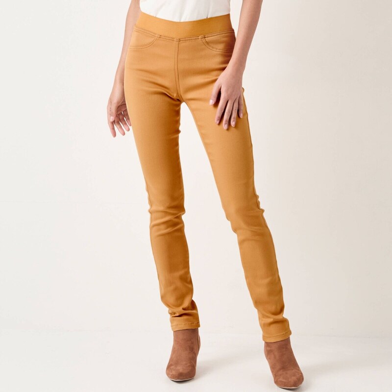 Pohodlné džegíny s pružným pásom, pre vyššiu postavu kari 054 65218858