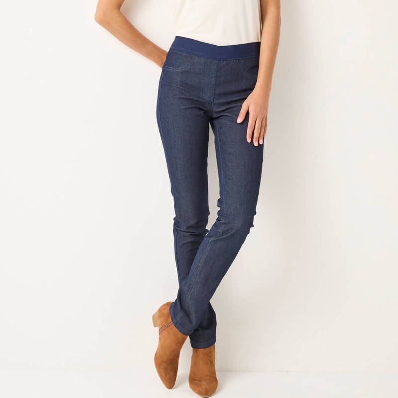 Denimové pohodlné džegíny s pružným pásom, pre vyššiu postavu 65218875