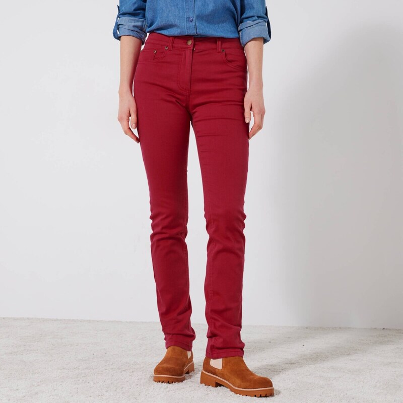 Úzke jednofarebné dlhé nohavice tmavo červená 052 Blancheporte 65218927