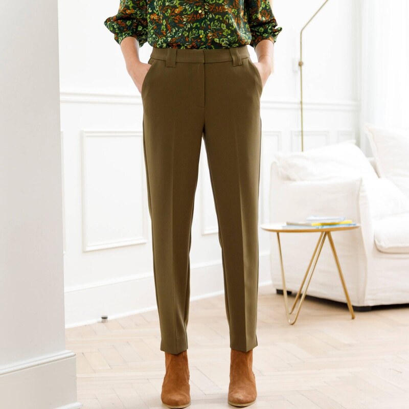 Splývavé cigaretové nohavice khaki 054 Blancheporte 65218959