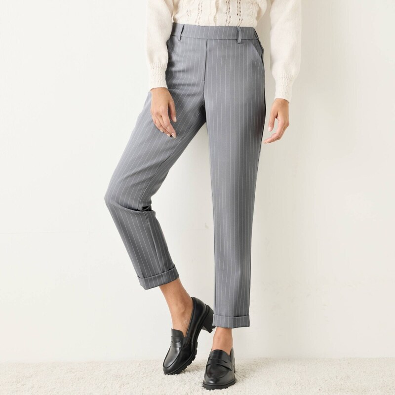 7/8 úzke pruhované nohavice sivá/biela 050 Blancheporte 65218973