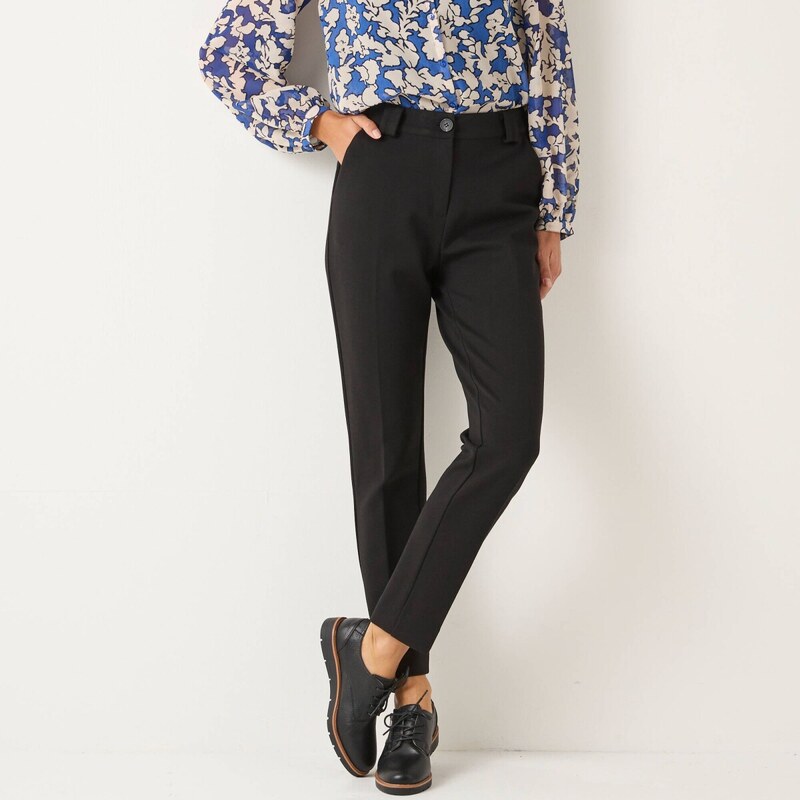 Jednofarebné cigaretové nohavice z úpletu Milano čierna 044 65218981