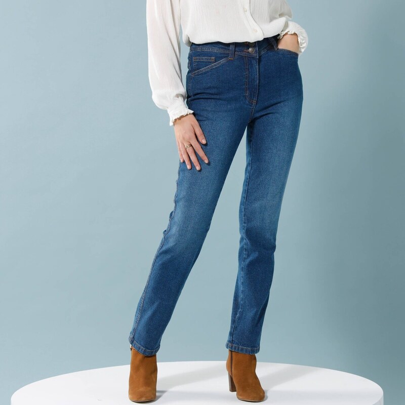 Rovné nohavice pre nižšiu postavu modrá 050 Blancheporte 65218990