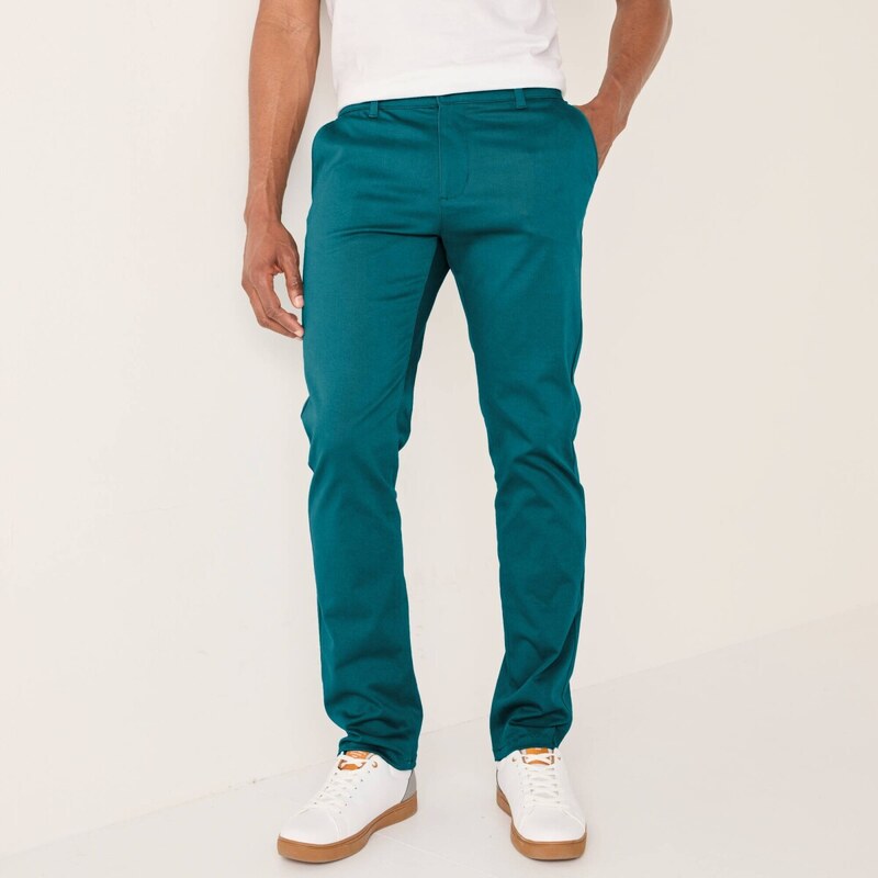 Chino nohavice s pružným pásom na bokoch petrolejová 040 Blancheporte 65219025