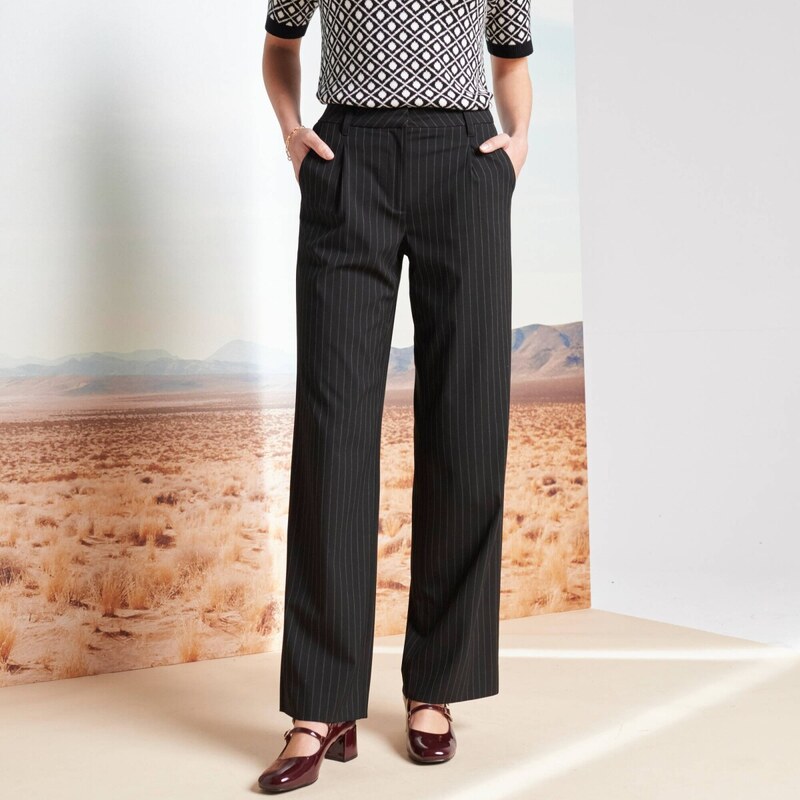 Široké pruhované nohavice čierna 050 Blancheporte 65219052