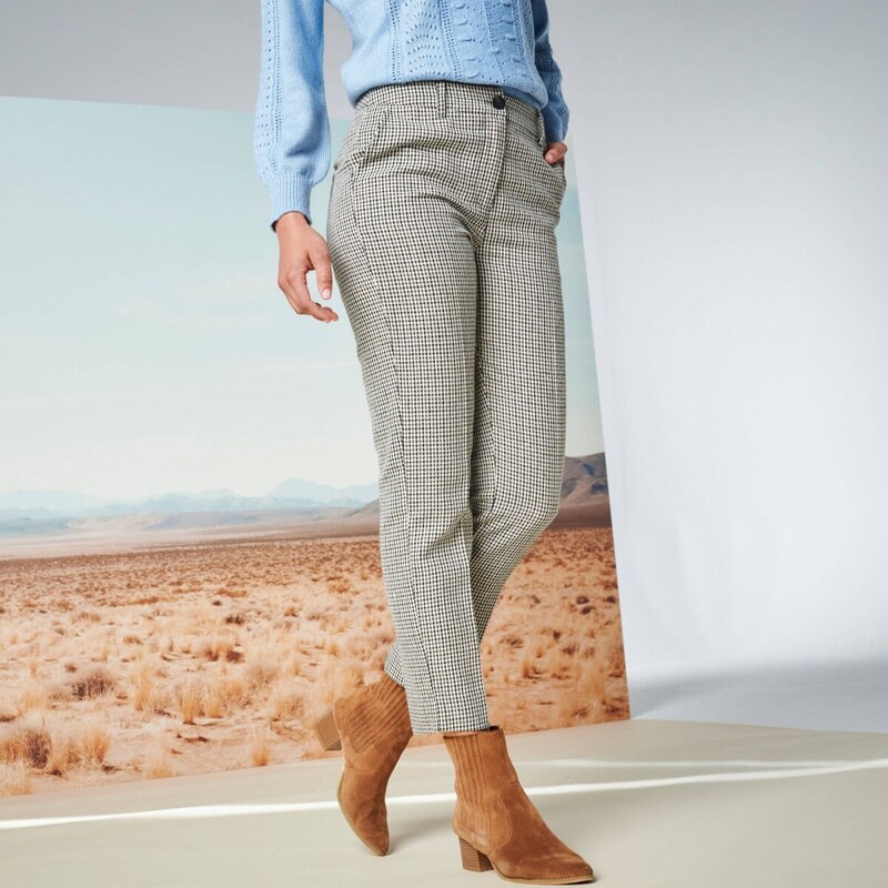 Úzke nohavice s pepito vzorom béžová/čokoládová 052 Blancheporte 65219051