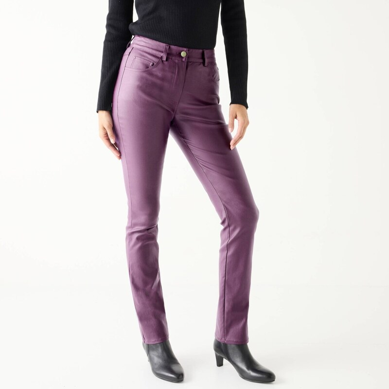 Rovné koženkové nohavice slivková 050 Blancheporte 65219092